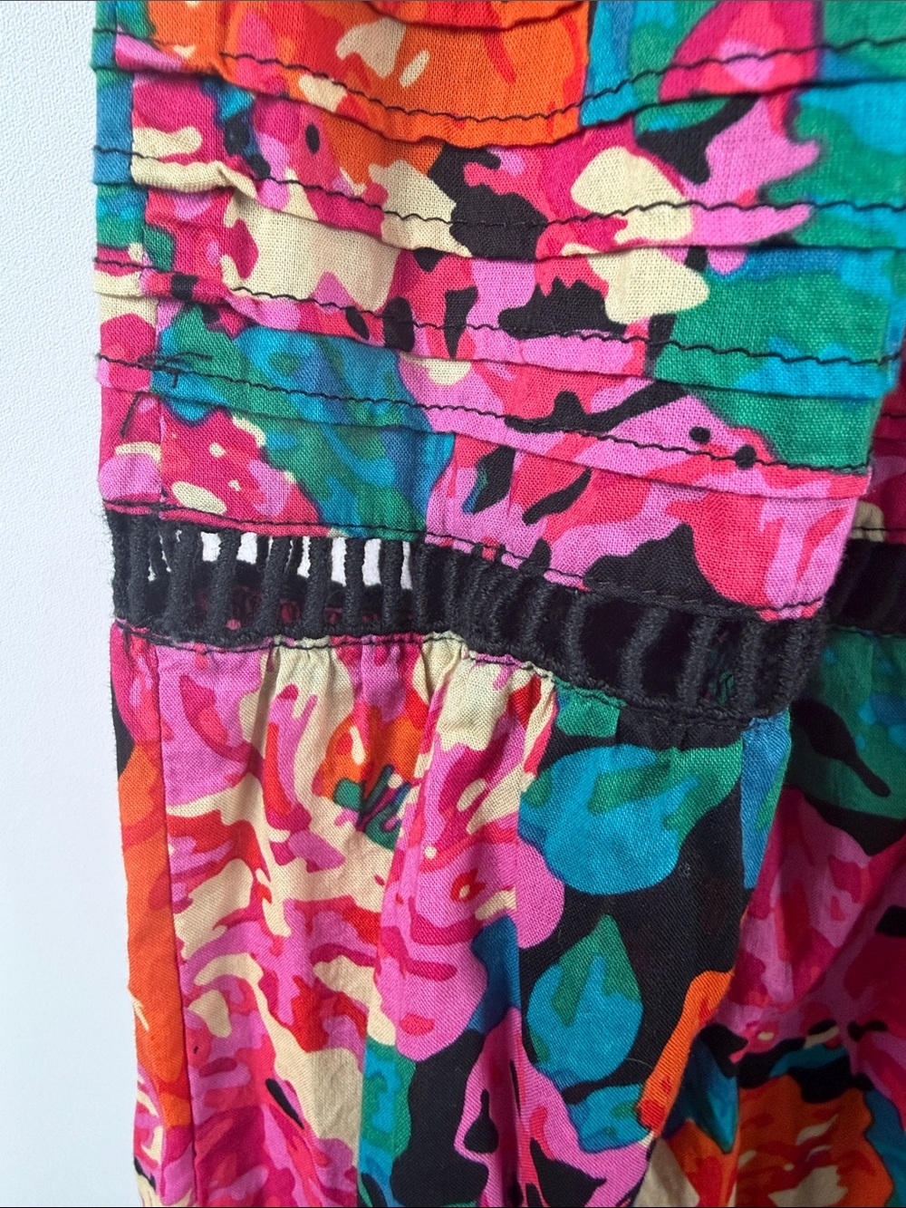 Chelsea & Violet Floral Tiered Midi Dress S Pink Teal Boho Sundress - Picture 8 of 9